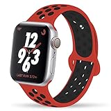 YC YANCH Greatou Compatible for Apple Watch Band,Soft Silicone Sport Band Replacement Wrist Strap Compatible for iWatch Apple Watch Series 3/2/1,Nike+,Sport,Edition,42mm M/L,Red Black
