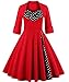 Tempt Me Women's Vintage Half Sleeve Classic A-line Pleated Cocktail Party Dress