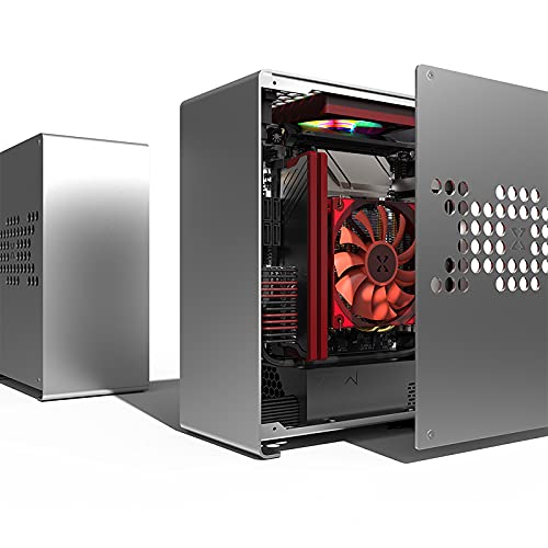 MiniITX Case Aluminum, Desktop Computer Case Silver Color, Gaming PC