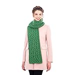 100% Super Soft Merino Cable Knit Long Thick Cold Winter Aran Scarf