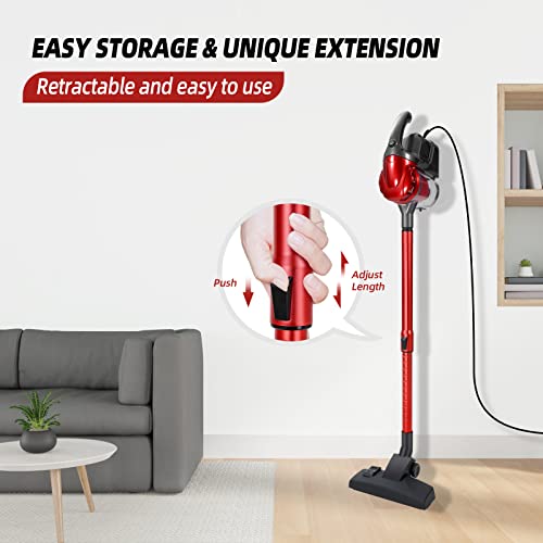 EFUSVAC Vacuum Cleaner, 4 in 1 Lightweight Handheld Corded Stick Vacuum for Pet Hair Hard Floor and Carpet, 17KPa Powerful Suction with 600W Motor