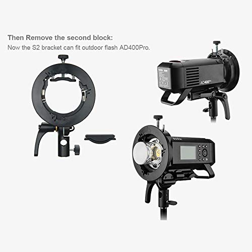 Godox S2 Bracket S-Type Speedlite Bracket Bowens Mount for Godox V1 AD200Pro AD400Pro AD200 and Other Flashes, Precise Tilt Control, Large Handle, Integrated Umbrella Mount with Pergear Diffusers