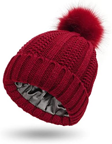 ZOORON Womens Winter Knitted Beanie Hat with Faux Fur Pom  display picture 2