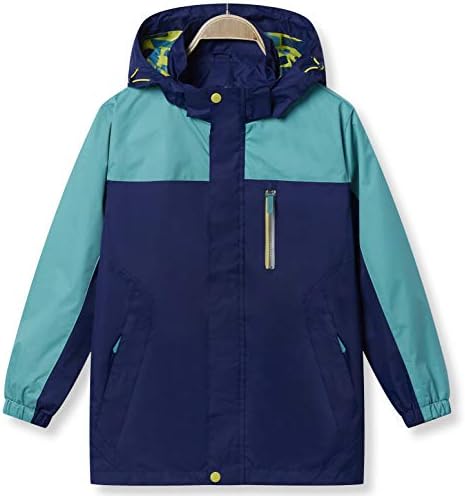Boys' Rain Jacket Lightweight Quick Dry Waterproof Hooded Raincoat