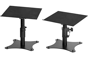 OnStage SMS4500-P Desktop Monitor Stands (Pair, Workstation Pedestal Speaker Setup, Adjustable Height, Padded Platforms, Nons