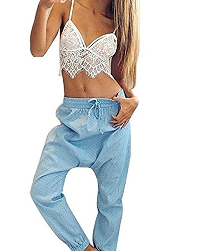 SEADEAR Women's Sexy Lingerie Super Soft Lace Bra Top Bralette Bralet Bra Bustier Crop Top(White,L) - Thumbnail 3