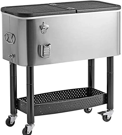 Amazon Com Kitma Stainless Steel Beverage Cooler Cart Portable Patio Party Bar Drink Cooler Cart 65 Qt Cart 31 1 8 X 15 3 8 X 32 11 16 Pack Of 3 Sports Outdoors