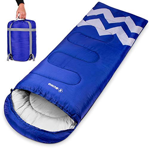 Ebung Sleeping Bag for Cold Weather – Envelope Portable Ideal for Winter, Summer, Spring, Fall – Outdoor Camping, Hiking, Traveling-Adults,Kids,Boys,Girls-Lightweight Waterproof Washable (Blue)