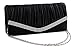 Chicastic Black Pleated Satin Wedding Evening Bridal Clutch Purse With Rhinestones