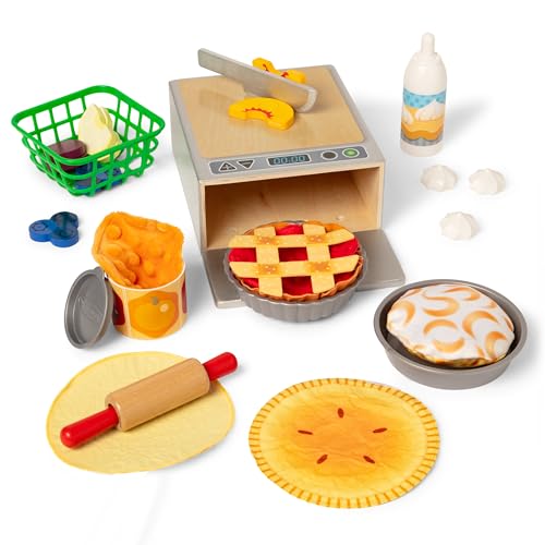 Melissa & Doug Make and Bake Pies Pretend Play Food Set and Wooden Oven with Sq…