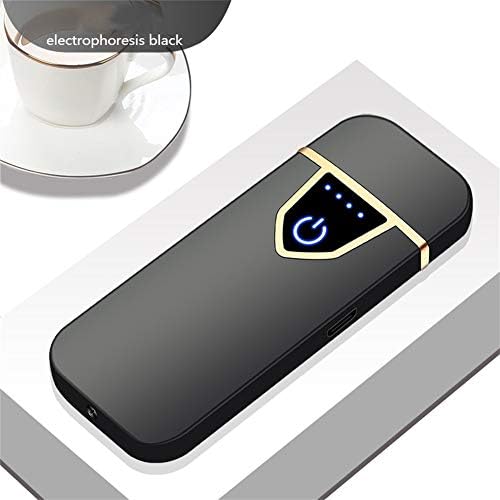 Harddo Fingerprint Lighter, Rechargeable USB Electronic Lighter Touching Fingerprint Flameless Plasma Lighter Windproof Electronic Cigarette Lighter for Candle, Cigarette