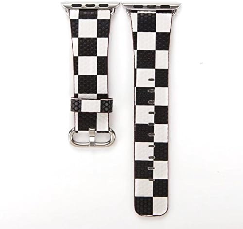Apple Watch Band 38mm, Leather Strap Wristband iWatch Replacement Bracelet for 38mm Apple Watch Series 3/Series 2/Series 1(38mm,Chequer)