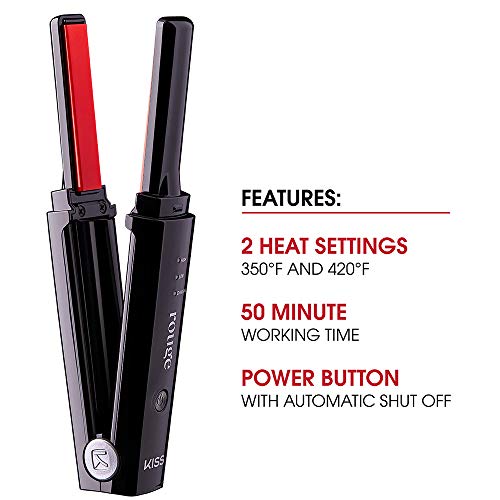 KISS Portable Cordless Flat Iron Hair Straightener, Fast Charging, Dual