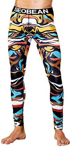 shijiazhuangxingxinjiaju Men Boys Compression Elastic Tight Leggings Cool Dry Sport Color Printing Pants