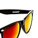 zeroUV Flat Matte Reflective Flash Color Lens Large Horn Rimmed Style Sunglasses - UV400 (Black Fire)