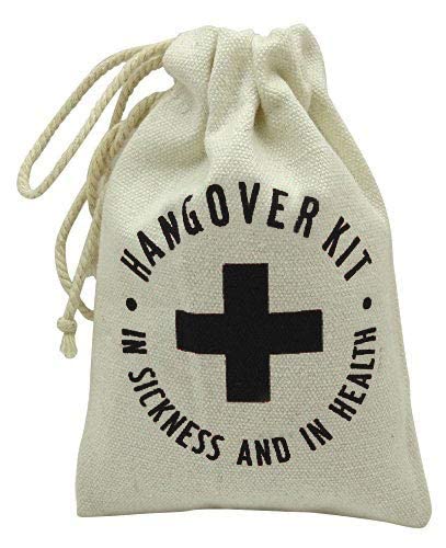 Darling Souvenir Hangover Kit - in Sickness and in Health Printed Party Canvas Favor First Aid Kit Bags for New Year, Christmas, Sports 4 x 6 Inch, 10 Pcs