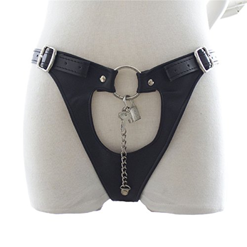 Faux Leather Female Chastity Belt Sexy Adjustable Fetish Bondage Underwear Panties with Lock Adult Games Sex Products for Couple