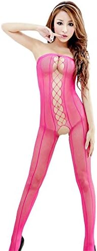 Women Sexy Stripe Gorgeous Sheer See Through Rave One Piece Lingerie Red