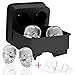 3D Skull Ice Cube Mold Tray, Silicone Ice Cube Tray Ball Skull Mold with 4 Removable Funnels, Large Ice Cube Maker for Whiskey Wine, Cocktails and Beverages