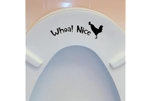 2PCS BRUP Whoa! Nice Rooster Toilet Seat Sticker - Removable Bathroom Decals for Bathroom, Guest Bath, Rental Home Decor