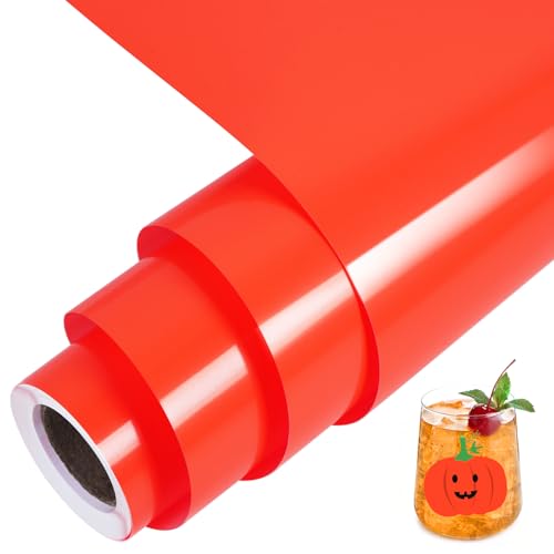 TORC Neon Orange Permanent Vinyl 12" x 14 FT Glossy Orange Adhesive Vinyl Roll Compatible with Cricut Cutting Machine, Silhouette, Cameo Cutters, Signs, Scrapbooking, Craft, Die Cutters at Amazon