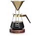 Osaka, Pour Over Coffee Brewer – Large Capacity, Pourover Coffee Maker With Titanium Coated Gold Filter And Wood Stand – Complete Set Needed To Brew Pour-Over Coffee – 6 Cups, (30oz./900ml) Capacity
