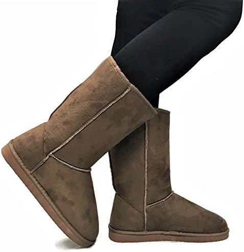 Studio D Womens Trish Soft Fur Lined Warm Winter Boot Mid Calf Faux Suede Girls, Tan Basic, 8
