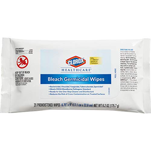 Clorox Healthcare Bleach Germicidal Wipes, 20 Count Soft Pack (31469