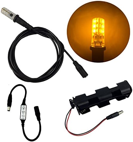Amber led Light kit with Effects Control for Flashing Blinking dimming 12 Volt DC with 5 Foot Cable Socket for Theatrical Scenery Stage Props Escape Room Lanterns Torches Dusk Dawn Sunlight Effects