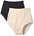 Ellen Tracy Women's Lightweight 2 Pack Brief Shaper Panty, Natural/Black, Large