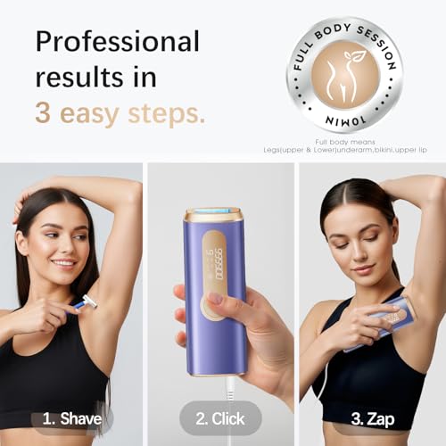 Haarlosy IPL Devices Hair Removal Laser for Men and Women - 10°C Ice Cooling Contact at Home for Painless and Long-Lasting Results, 86% Hair Reduction in 3 Weeks for Body, Legs, Bikini