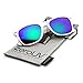 zeroUV - White Square Sunglasses for Men with Colored Reflective Mirror Lens (White/Green-Blue)