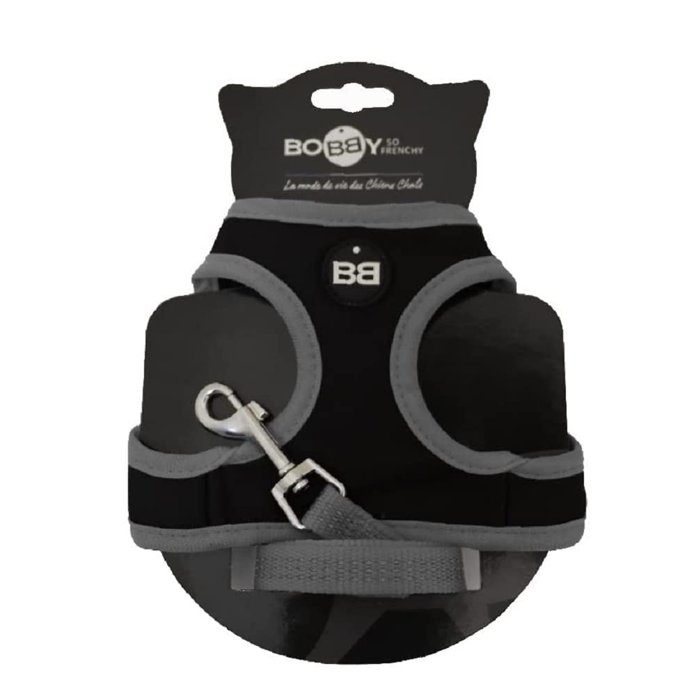 Bobby Safe Cat Harness with Leash, Harness for Extra Small Cats, Puppy Cat Harness Set, Adjustable, Reflective, Black, For Cats 3-6 KG