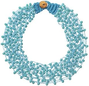 Silvstoneser Multilayer Handwoven Crystal Beads Bib Necklace Statement Choker Chunky Colorful Glass Beads for Women Girl