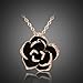 Fashion Plaza Women`s Black Flower Pendant Necklace with Cubic Zirconia Necklace N172