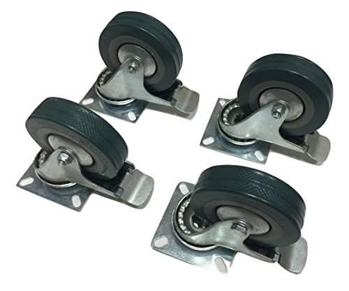 Medium-Duty Swivel Solid Rubber Caster Wheels (75 mm x 21 mm) with Step Break (Set of 4)