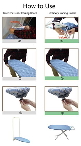 14"x42" Heat Resistance Metallic Over-The-Door Ironing Board Cover Durable Thicken Felt Material Padding Elastic Cord (Silver)