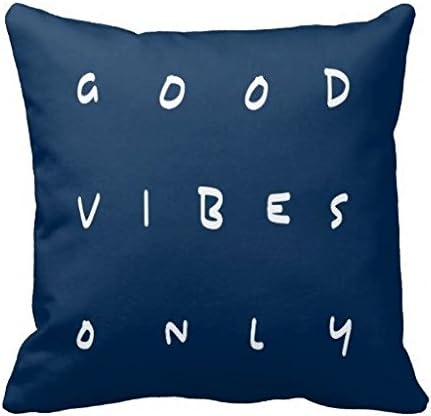 good vibes only inspirational white and dark blue throw pillow case
