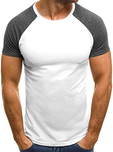 Men's Casual Raglan Block Short Sleeve T-Shirts Slim Fit Stretch Crew Neck Wicking Baseball Tee Tops
