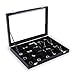 Amzdeal 20 Compartments Jewelry Display Case Ring Storage Case, Acrylic Top, Black