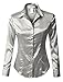 RK RUBY KARAT Womens Satin Silk Work Button Down Blouse Shirt with Cuffs