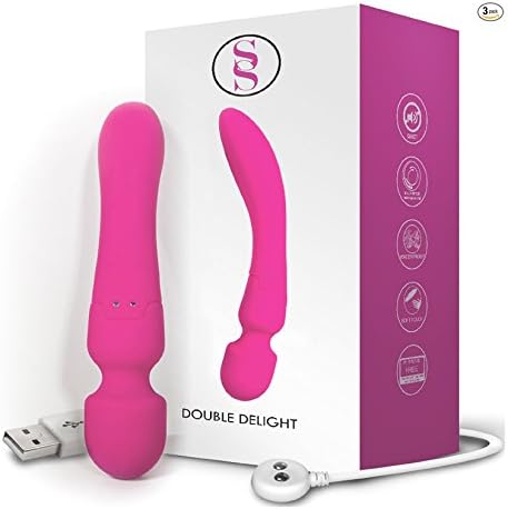 Double Delight Wand Massager - Dual Opposing Tips with 3 Speeds + 7 Powerful Patterns Per Setting, Super Pink - Pack of 3