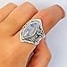 WensLTD_ 1PC Boho Jewelry Silver Natural Gemstone Marquise Moonstone Personalized Ring (#10, Silver)