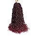 3 Packs Faux Locs Crochet Hair 20 Inch Wavy Curly Goddess Locs Crochet Hair Braiding Hair with Curly Ends Pre Looped Goddess Faux Locs crochet hair for Black Women Soft Locs Hair Extension(T1B/BUG)