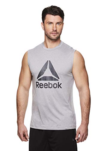 Reebok Men's Muscle Tank Top - Sleeveless Workout & Training Activewear Gym Shirt - Dominator Sleet Heather, Medium