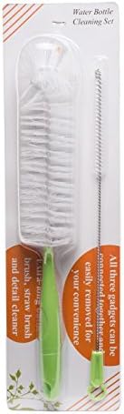 Water bottle Cleaning Brush Setby STEPCO| 3-PackBottle BrushKit Includes Long Bottle Brush, Straw Brush And Detail Cleaner|Reliable Quality, Versatile Brushes, Easy To Store (neon green, 1)