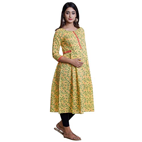 anayna Women's Cotton Maternity ALine Kurta/Dress/Breastfeeding