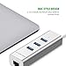 LENTION 3-Port USB 3.0 Hub with Ethernet Network LAN Adapter Compatible MacBook Air/Pro (Previous Generation), iMac, Surface, Chromebook and Other Devices with USB Type A Port (Silver)