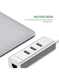 lention 3-Port USB 3.0 Hub con adaptador de red Ethernet para iMac, MacBook Air, MacBook Pro, Surface, PC, USB Flash Drives y otros dispositivos con puerto usb tipo A (Plata)