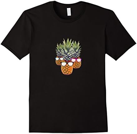Men's Group Pineapple Graphic T-Shirt Pink Blue Green Sunglasses Medium Black